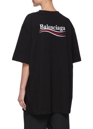 Back View - Click To Enlarge - BALENCIAGA - Logo Print Crewneck Cotton T-shirt