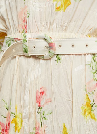Detail View - Click To Enlarge - BALENCIAGA - Ruffled Shoulder Vintage Floral Print Silk Dress