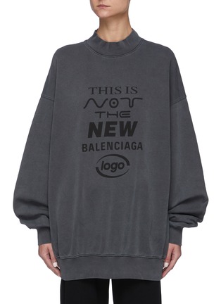 Main View - Click To Enlarge - BALENCIAGA - Logo Print Drop Shoulder Cotton Sweatshirt
