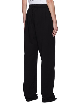 Back View - Click To Enlarge - BALENCIAGA - Logo Embroidered Straight Leg Cotton Jogger Pants