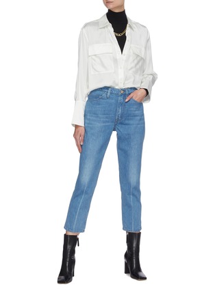 Figure View - Click To Enlarge - FRAME - Le Pixie' Centre Pleat Crop Jeans
