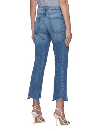 Back View - Click To Enlarge - FRAME - 'Le Crop' distressed knee asymmetric hem crop jeans