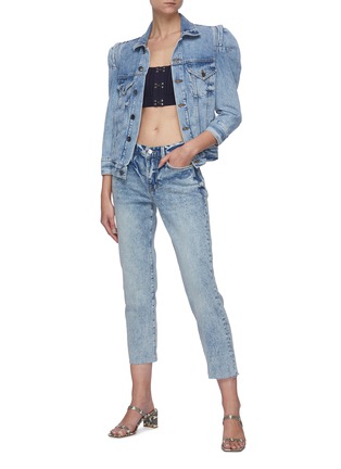 Figure View - Click To Enlarge - FRAME - 'Rosette' puffed sleeve denim jacket