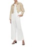 Figure View - Click To Enlarge - COMME MOI - 'Palazzo' Satin Waistband Wide Leg Crop Pants