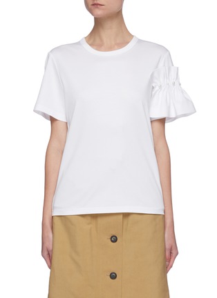 Main View - Click To Enlarge - COMME MOI - Ruffle trim sleeve T-shirt