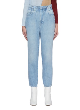 Main View - Click To Enlarge - FRAME - Elastic Ruffle Waist Straight Leg Jeans