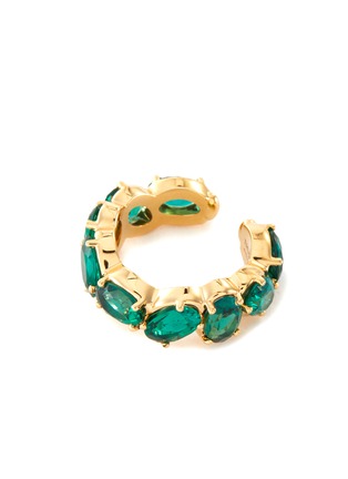 Detail View - Click To Enlarge - NOMIS - 'Sonita' Lab grown emeralds 18k gold phalanx ear cuff