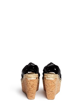Back View - Click To Enlarge - JIMMY CHOO - 'Priory' cork wedge knot leather sandals