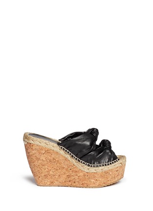 Main View - Click To Enlarge - JIMMY CHOO - 'Priory' cork wedge knot leather sandals
