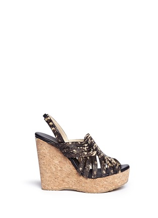 Main View - Click To Enlarge - JIMMY CHOO - 'Perdita' lizard effect leather wedge sandals