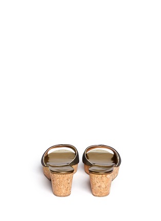 Back View - Click To Enlarge - JIMMY CHOO - 'Panna' cork wedge Lurex denim sandals