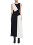 Main View - Click To Enlarge - NINA RICCI - Ruched Contrast Panel Colourblock Maxi Dress