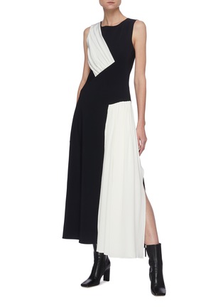 Figure View - Click To Enlarge - NINA RICCI - Ruched Contrast Panel Colourblock Maxi Dress