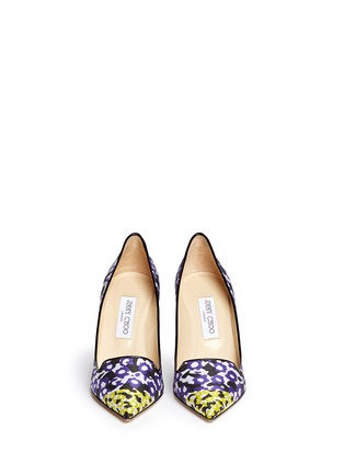 Figure View - Click To Enlarge - JIMMY CHOO - 'Alia' contrast floral leopard jacquard pumps