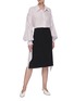 Figure View - Click To Enlarge - NINA RICCI - Ruched Sleeve Ribbon Cuff Point Collar Shirt