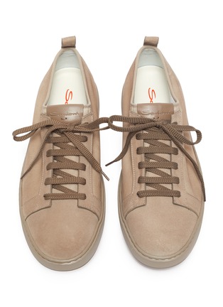 Detail View - Click To Enlarge - SANTONI - Stretch suede sneakers