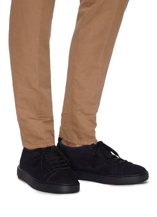 Figure View - Click To Enlarge - SANTONI - Stretch suede sneakers