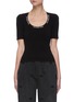 Main View - Click To Enlarge - T BY ALEXANDER WANG - Logo Jacquard Trim Scoop Neck Bodycon Top