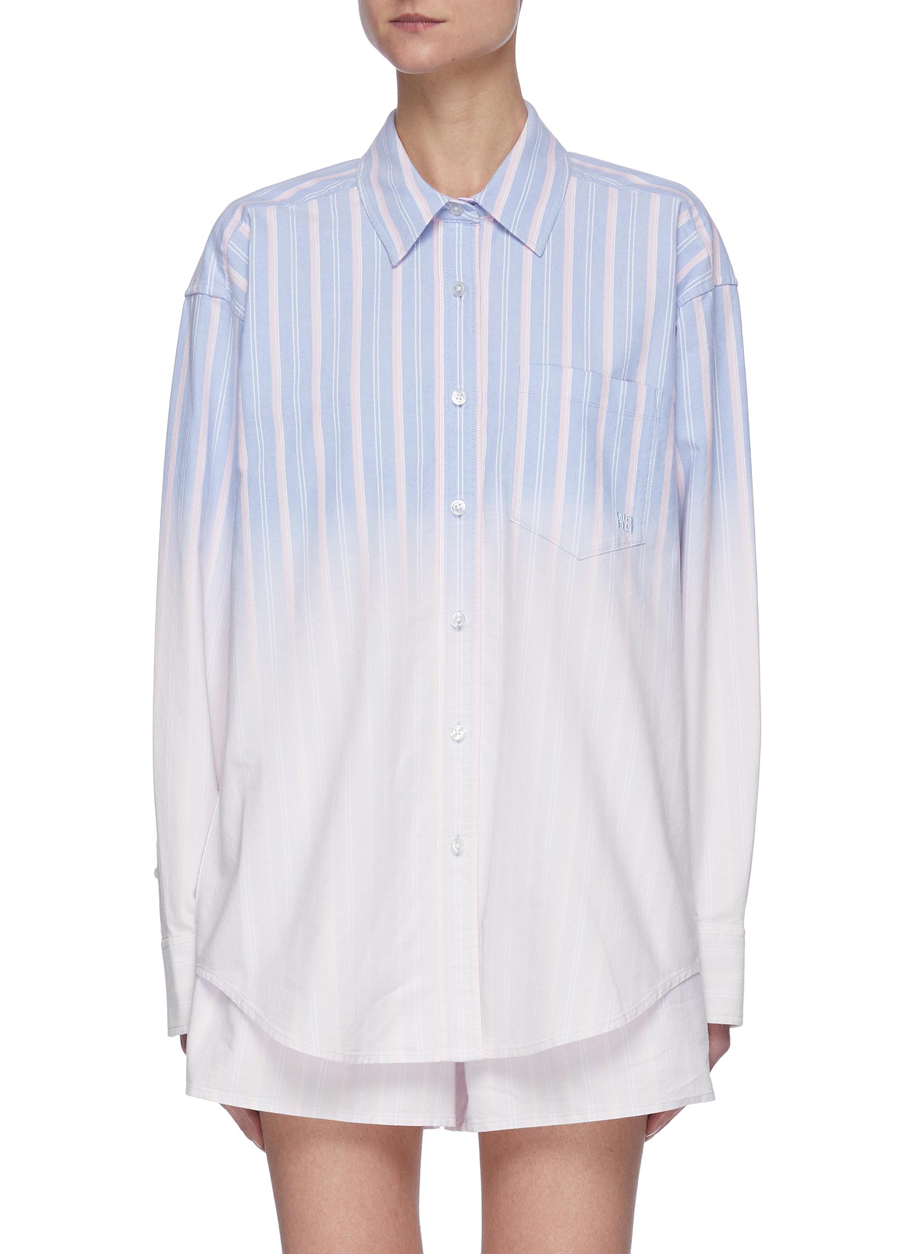 Alexander Wang T Gradient Stripe Patch Pocket Shirt In Multi-colour |  ModeSens