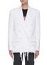 Main View - Click To Enlarge - ALEXANDER WANG - Raw hem distressed double breast blazer