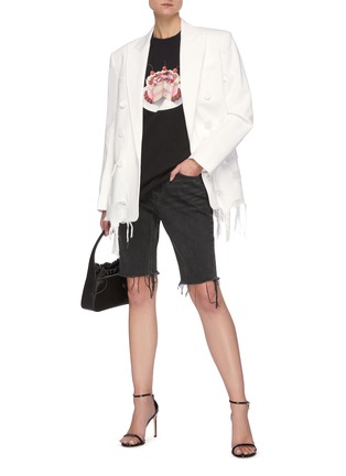 Figure View - Click To Enlarge - ALEXANDER WANG - Raw hem distressed double breast blazer