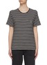 Main View - Click To Enlarge - SAINT LAURENT - Logo Embroidered Patch Pocket Striped Cotton T-shirt