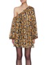 Main View - Click To Enlarge - SAINT LAURENT - 'Imbalance' floral print off-shoulder pleat dress