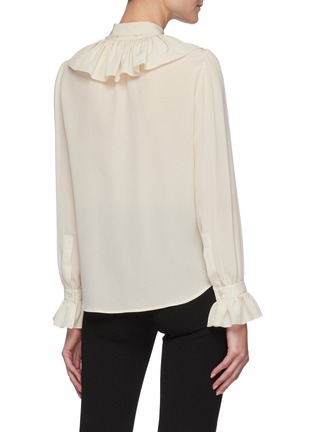 Back View - Click To Enlarge - SAINT LAURENT - Bow collar ruffle cuff blouse