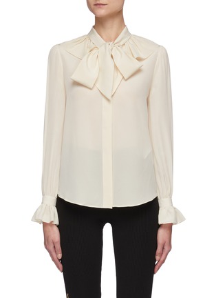 Main View - Click To Enlarge - SAINT LAURENT - Bow collar ruffle cuff blouse