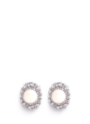 Main View - Click To Enlarge - CZ BY KENNETH JAY LANE - Cubic zirconia resin pearl arch earrings