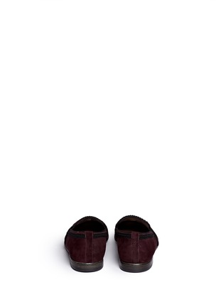 Back View - Click To Enlarge - - - Braid trim suede slip-ons