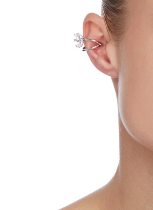 Figure View - Click To Enlarge - YUESPHERE - 'Fiber S' white gold plated sterling silver single earcuff