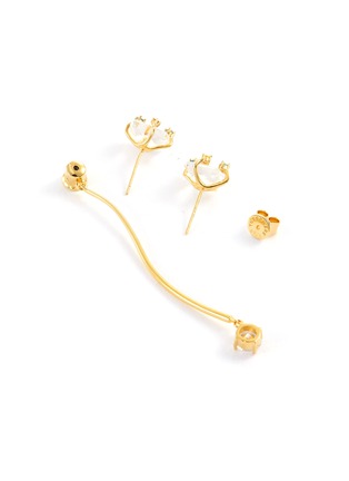 Detail View - Click To Enlarge - YUESPHERE - 'Fiber L' asymmetrical 18k gold-plated sterling silver earrings