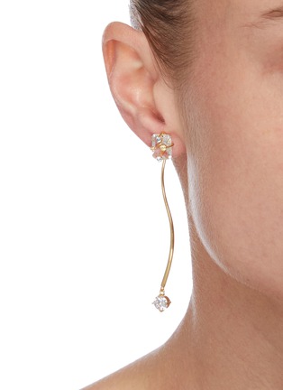 Figure View - Click To Enlarge - YUESPHERE - 'Fiber L' asymmetrical 18k gold-plated sterling silver earrings