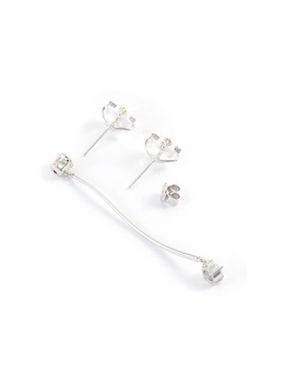 Detail View - Click To Enlarge - YUESPHERE - 'Fiber L' asymmetrical rhodium-plated sterling silver earrings