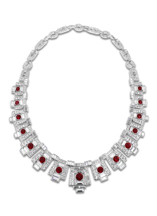 Main View - Click To Enlarge - LANE CRAWFORD VINTAGE ACCESSORIES - Diamanté red stones art deco necklace