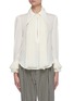 Main View - Click To Enlarge - KHAITE - 'Nia' Elongated Point Collar Pleated Necktie Georgette Blouse