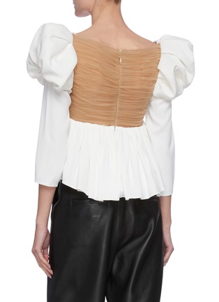 Back View - Click To Enlarge - KHAITE - 'Kim' Puffed Sleeve Square Neck Empire Top