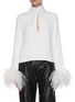 Main View - Click To Enlarge - 16ARLINGTON - 'Michelle' ostrich feather cuff crepe top