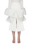 Main View - Click To Enlarge - MATICEVSKI - 'Emblazon' Striped Ruffle Panel Front Slit Pleated Skirt