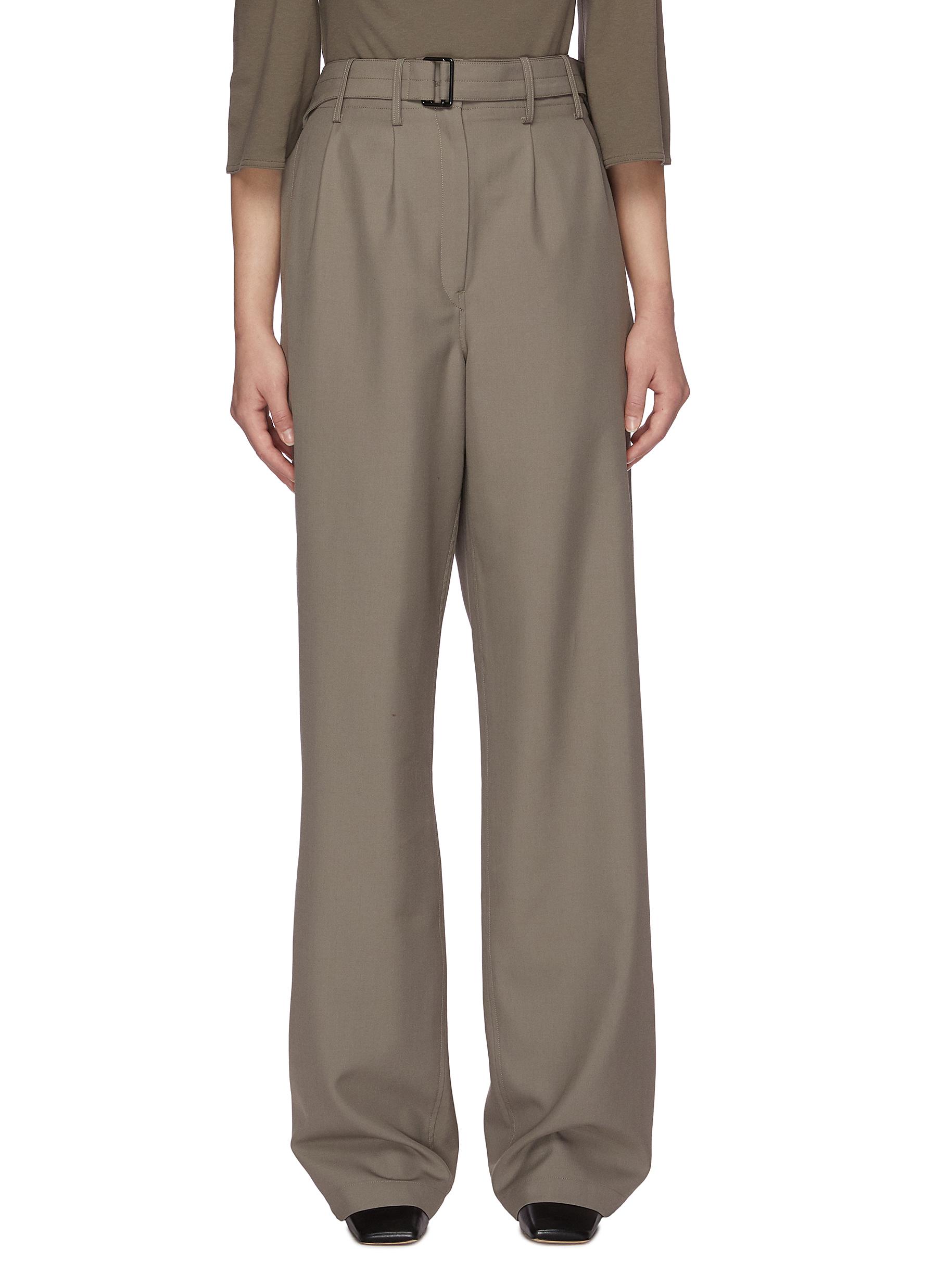 Belted drop crotch suiting pants