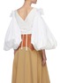 Back View - Click To Enlarge - LOEWE - Ruched Balloon Sleeve V-neck Crop Blouse