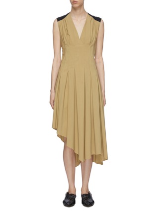 Main View - Click To Enlarge - LOEWE - Contrast Shoulder Panel Sleeveless Pleated Midi Dress