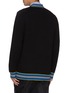 Back View - Click To Enlarge - BURBERRY - Stripe Trim Merino Wool Blend Cardigan