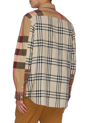 Back View - Click To Enlarge - BURBERRY - Classic Check Panel Cotton Shirt