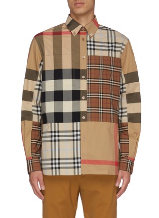 Main View - Click To Enlarge - BURBERRY - Classic Check Panel Cotton Shirt