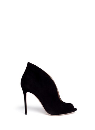 Main View - Click To Enlarge - GIANVITO ROSSI - V-throat peep-toe suede booties