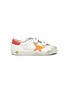 Main View - Click To Enlarge - GOLDEN GOOSE - 'Old School' Contrast Accent Distressed Kids Leather Sneakers