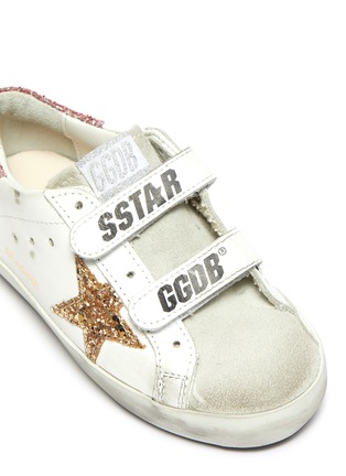 Detail View - Click To Enlarge - GOLDEN GOOSE - 'Old School' Glitter Star Motif Distressed Toddler Leather Sneakers