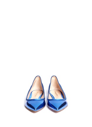 Figure View - Click To Enlarge - GIANVITO ROSSI - Satin trimmed metallic leather flats